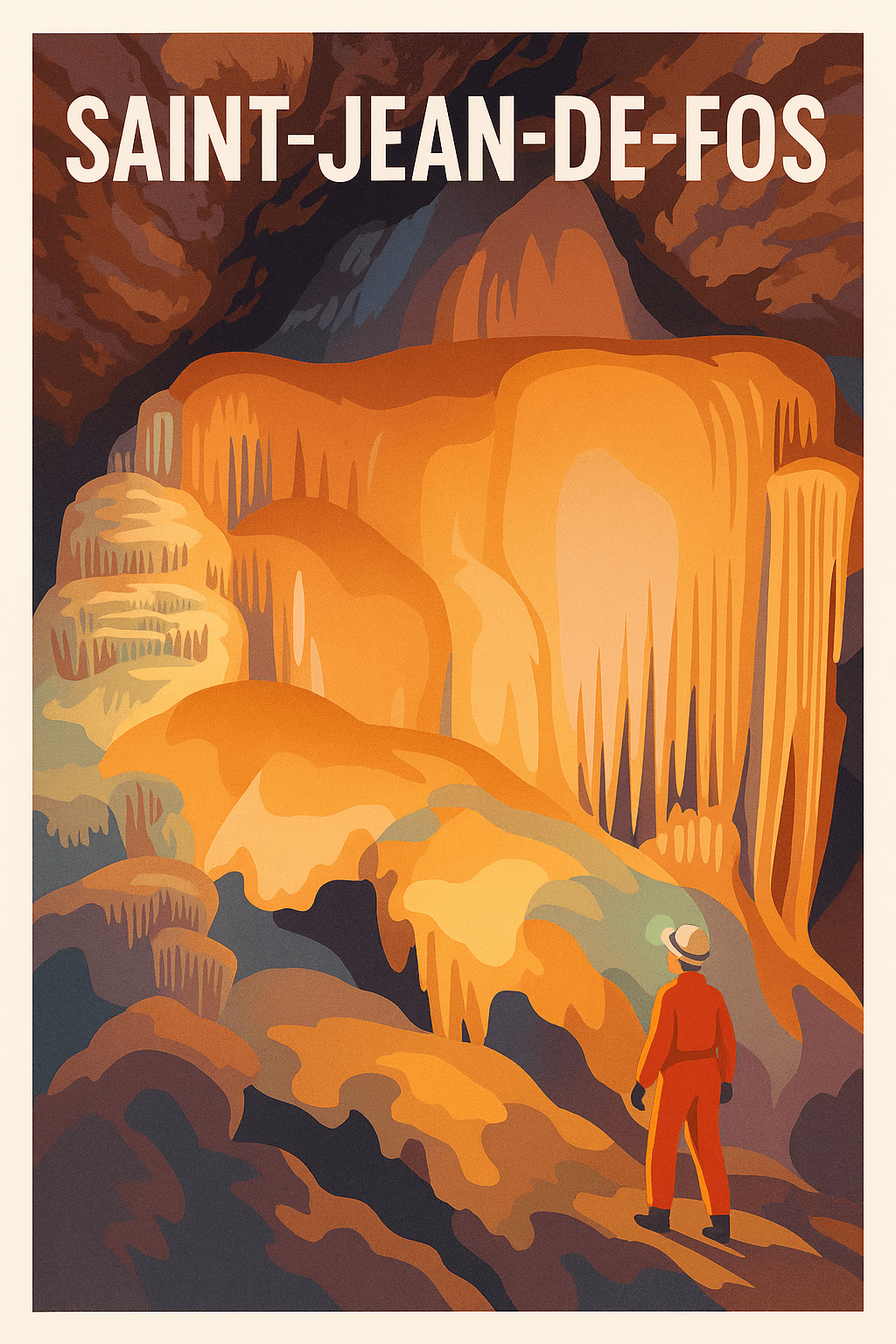 Hérault France Pas de Cadre / 20 × 30cm Affiche de Saint-Jean-de-Fos - Exploration souterraine fascinante