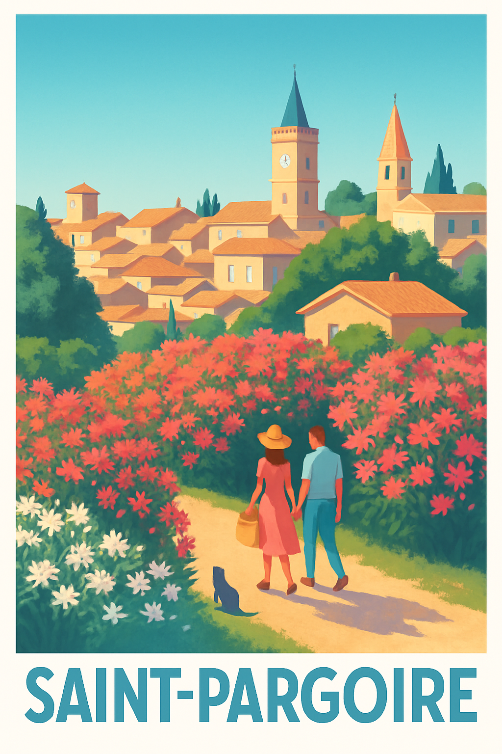 Affiche Saint-Pargoire — Balade romantique au cœur du village fleuri · poster d'art de Saint-Pargoire