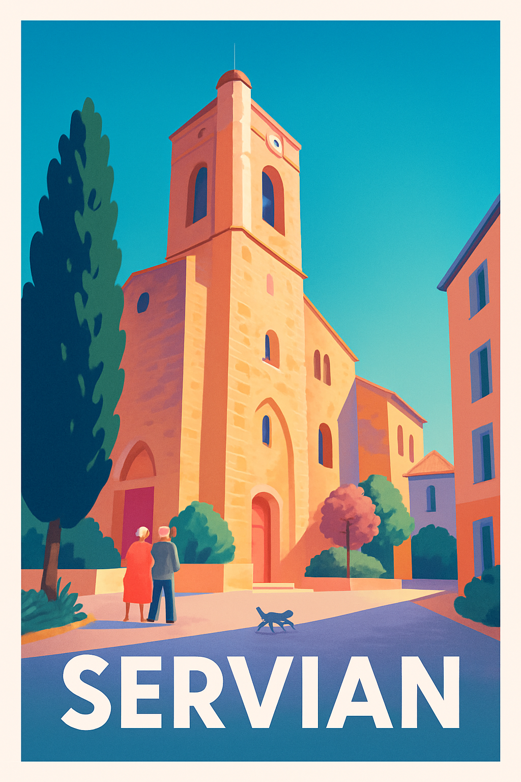 Hérault France Pas de Cadre / 20 × 30cm Affiche de Servian - Charme et sérénité au cœur du village