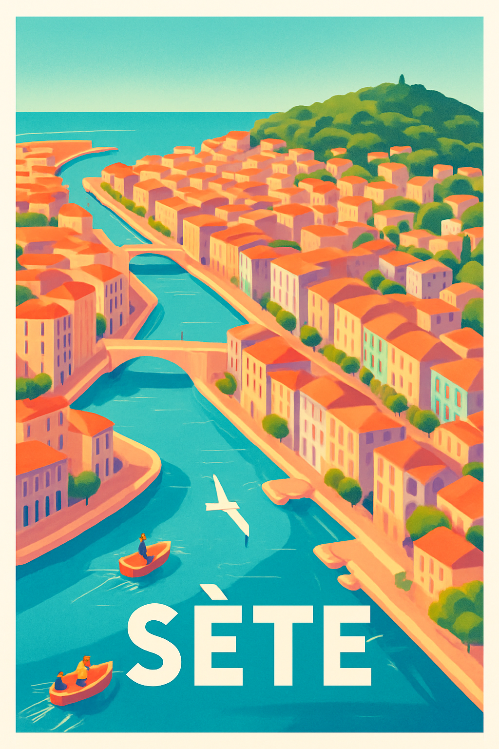 Hérault France Pas de Cadre / 20 × 30cm Affiche de Sète - Charme méditerranéen au fil de l'eau