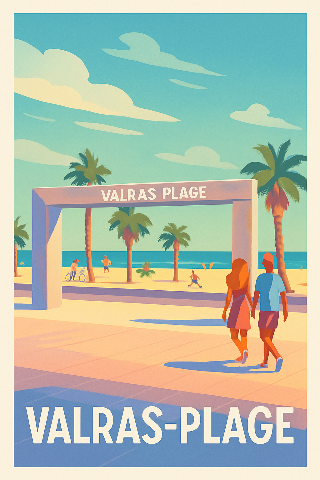 Hérault France Pas de Cadre / 20 × 30cm Affiche de Valras-Plage - Escale ensoleillée au bord de la Méditerranée