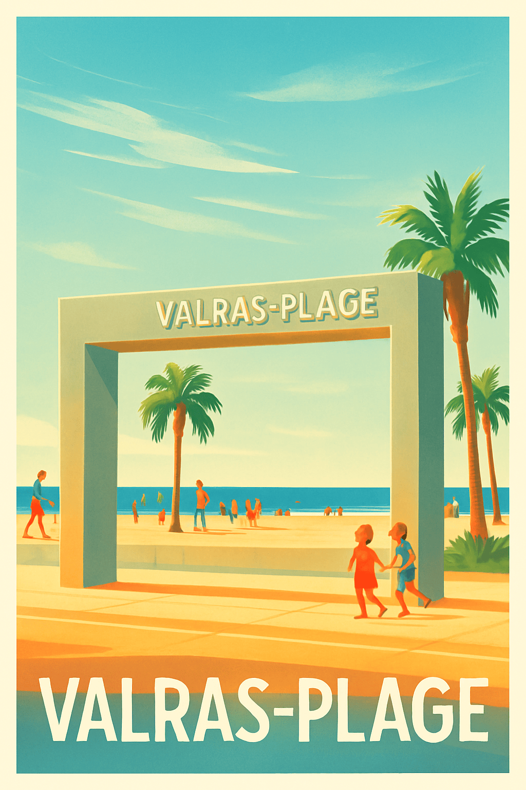 Affiche Valras-Plage — L'entrée ensoleillée de la Méditerranée · poster d'art de Valras-Plage
