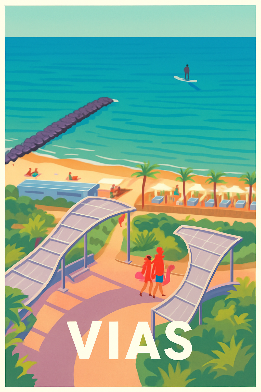 Hérault France Pas de Cadre / 20 × 30cm Affiche de Vias - Évasion et douceur au bord de la mer