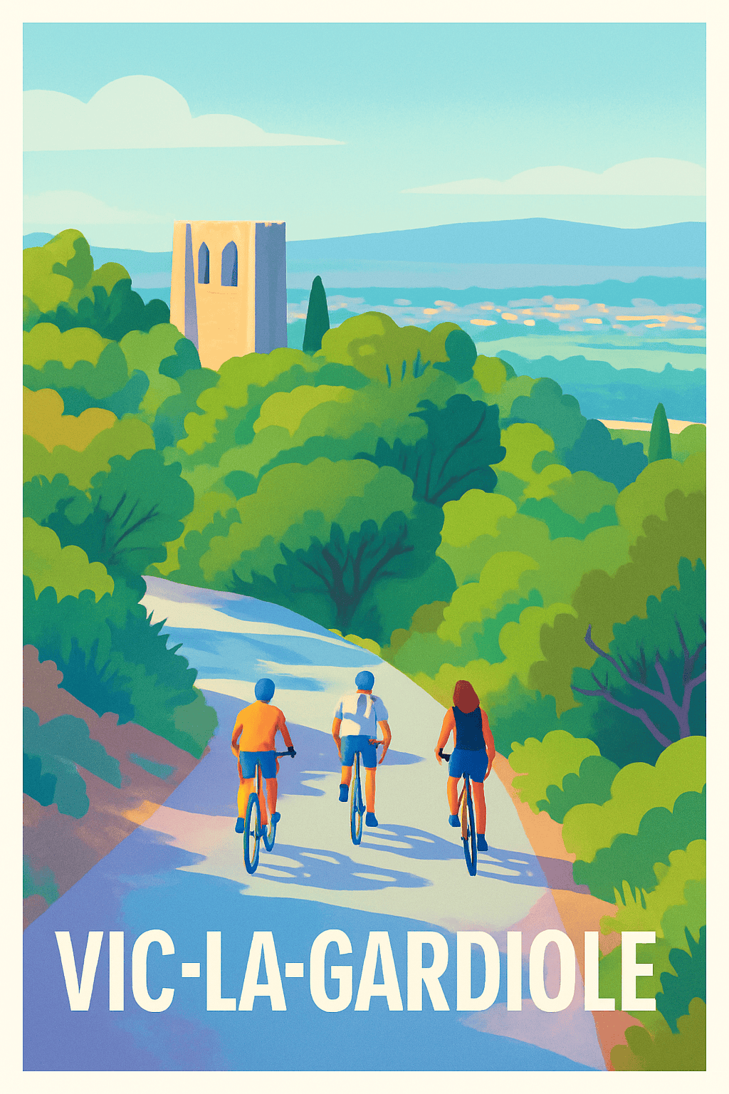 Hérault France Pas de Cadre / 20 × 30cm Affiche de Vic-la-Gardiole - Évasion à vélo en pleine nature