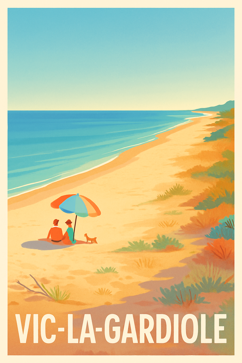 Hérault France Pas de Cadre / 20 × 30cm Affiche de Vic-la-Gardiole - Sérénité au bord de la Méditerranée
