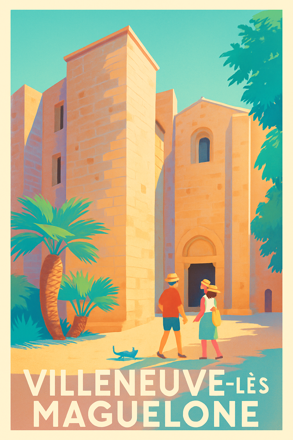 Hérault France Pas de Cadre / 20 × 30cm Affiche de Villeneuve-lès-Maguelone - Charme et lumière méditerranéenne