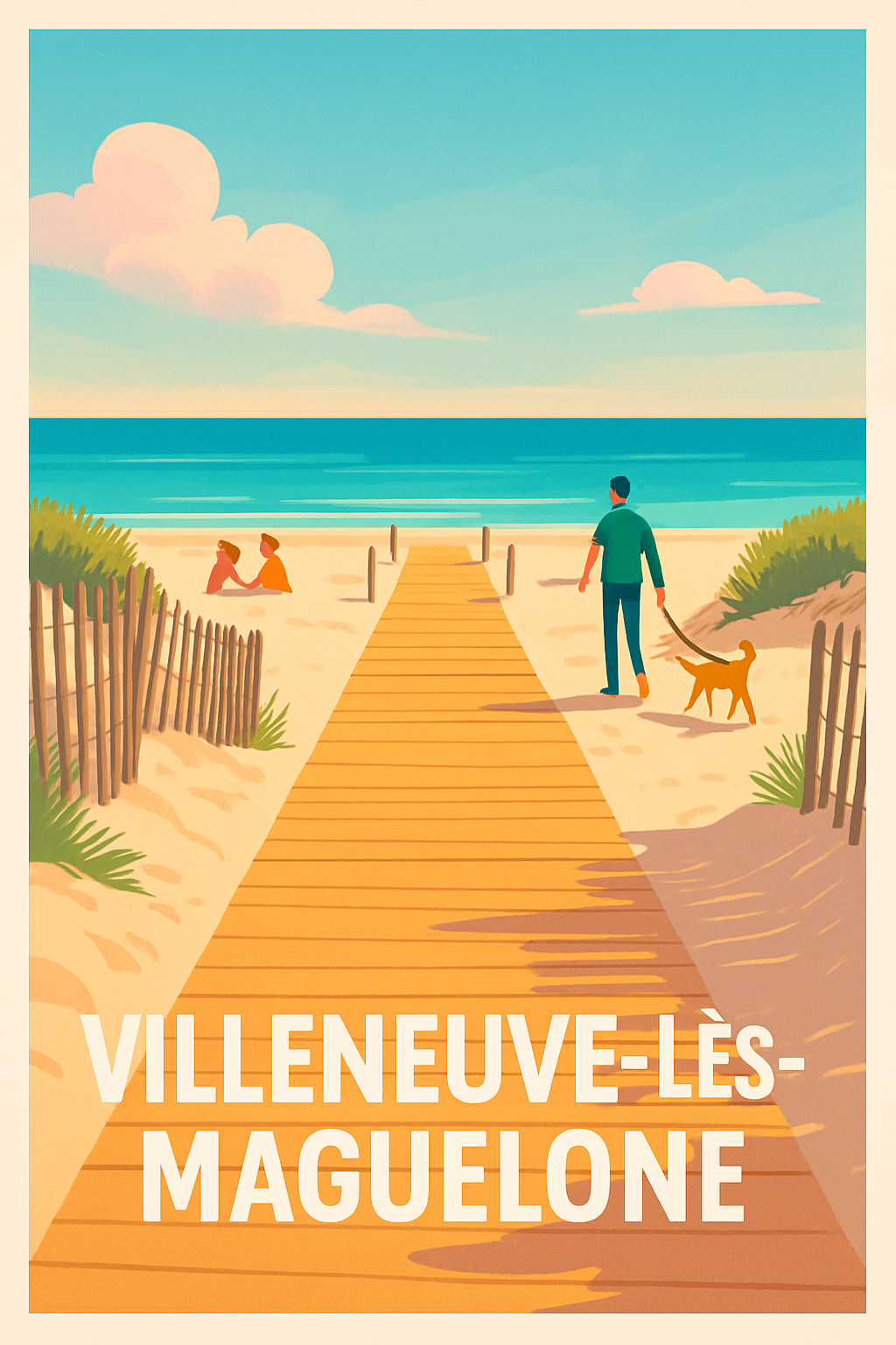 Affiche Villeneuve-lès-Maguelone — Invitation à la sérénité balnéaire · poster d'art de Villeneuve-lès-Maguelone