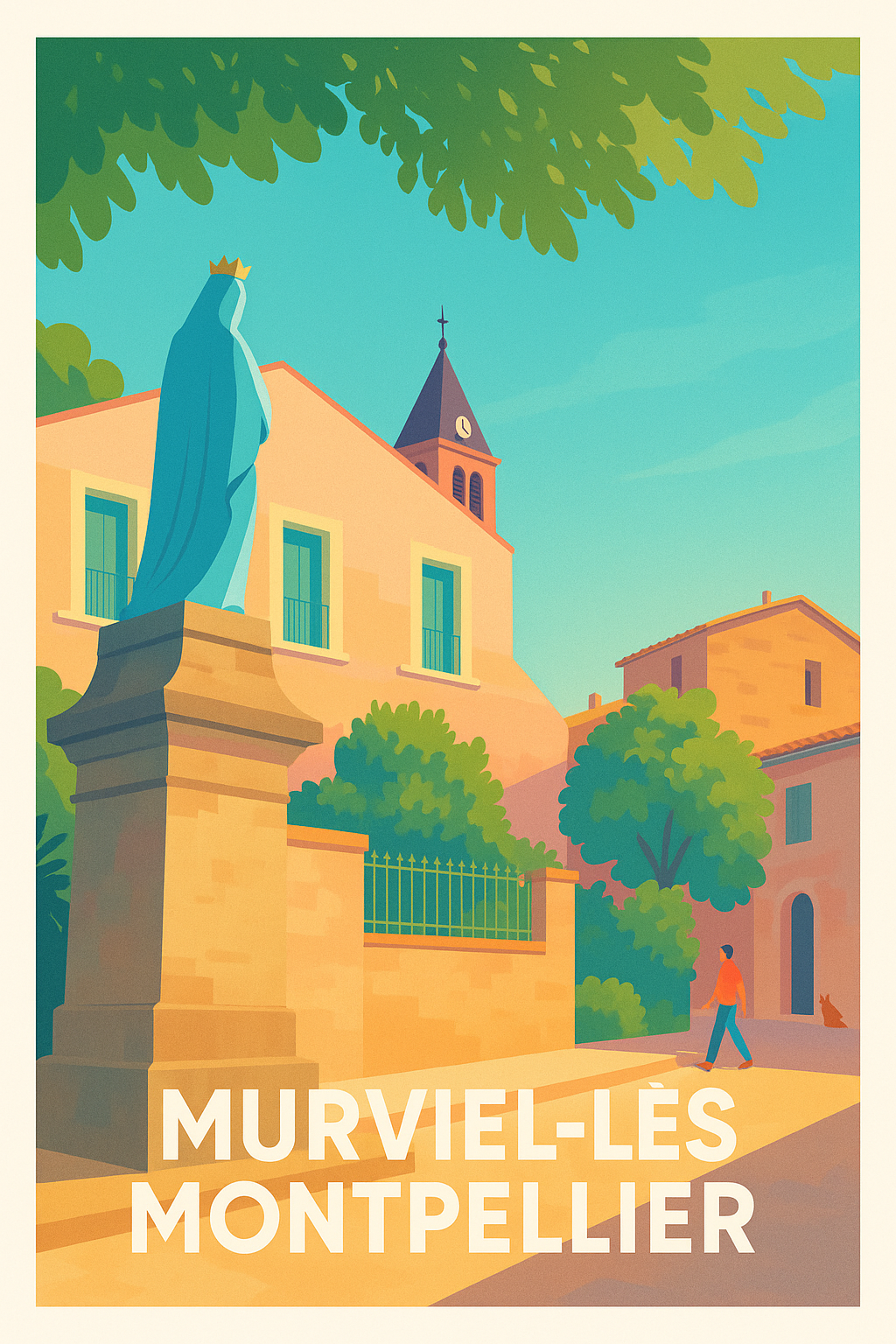 Hérault France Pas de Cadre / 20 × 30cm Affiche Murviel-lès-Montpellier - Charme et sérénité au cœur du village