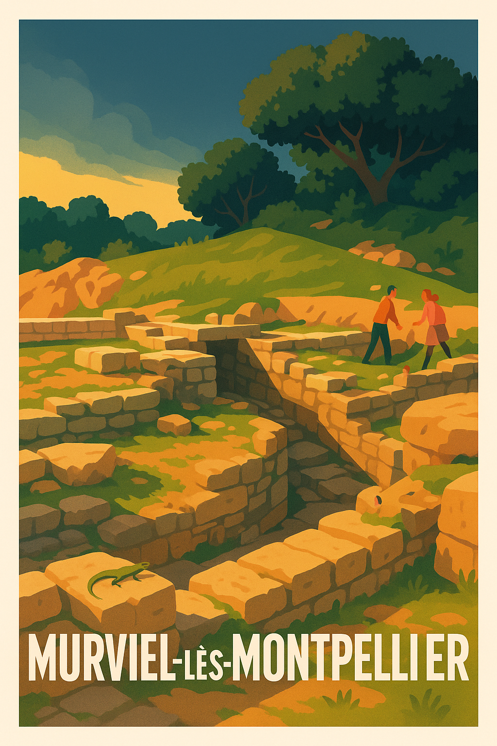 Hérault France Pas de Cadre / 20 × 30cm Affiche Murviel-lès-Montpellier - Voyage au cœur des vestiges antiques