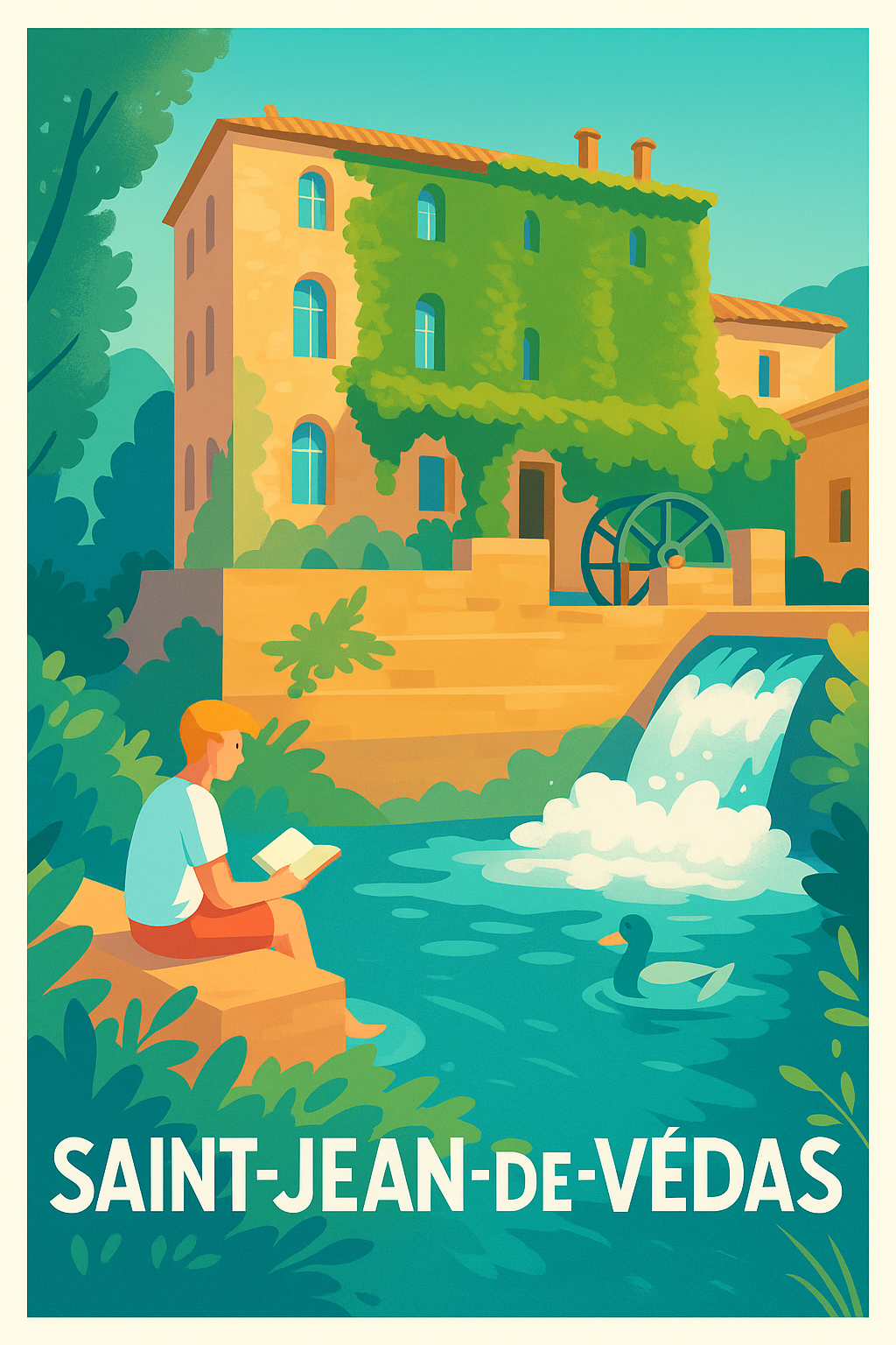 Affiche Saint-Jean-de-Védas — Havre de paix au bord de l'eau · poster d'art de Saint-Jean-de-Védas