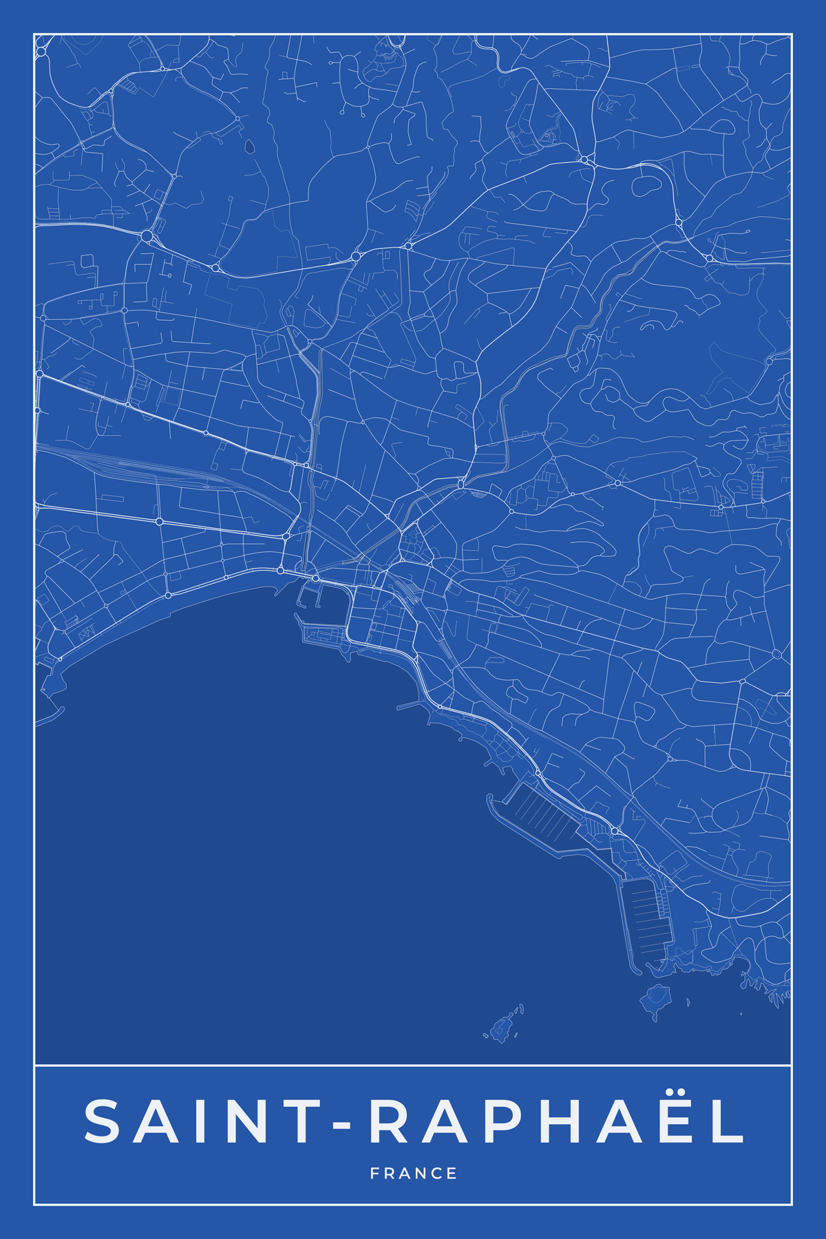 Carte de Saint-Raphaël bleue - Affiche personnalisée
