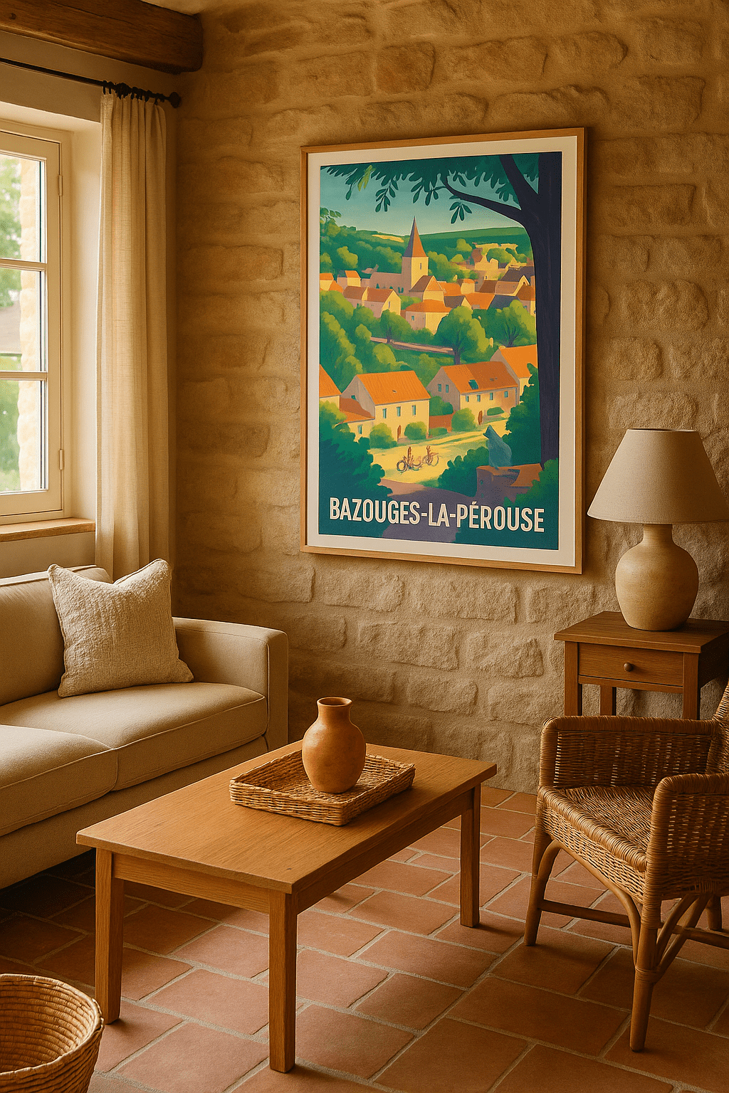 Ille-et-Vilaine France Affiche de Bazouges-la-Pérouse - Charme bucolique et douceur de vivre