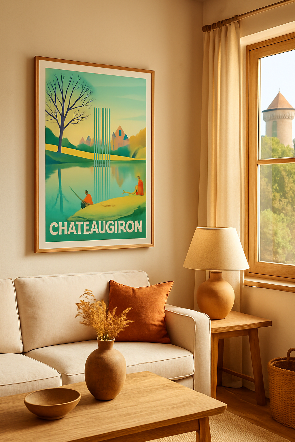 Ille-et-Vilaine France Affiche de Châteaugiron - Sérénité au bord de l'eau
