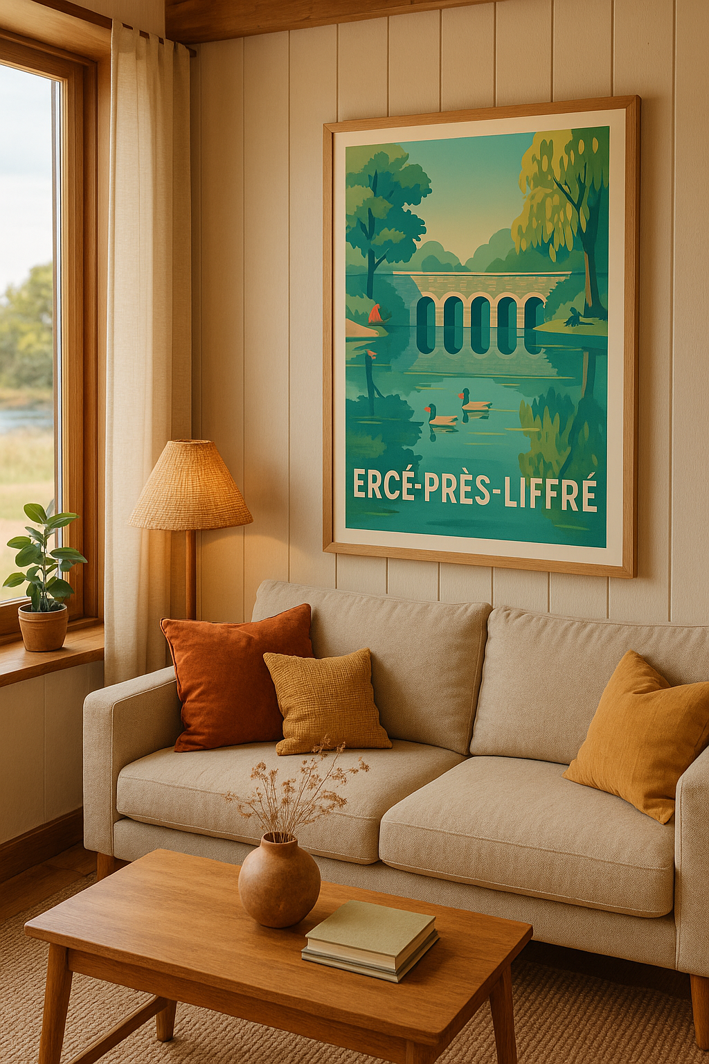 Ille-et-Vilaine France Affiche de Ercé-Près-Liffré - Douceur bucolique au fil de l'eau