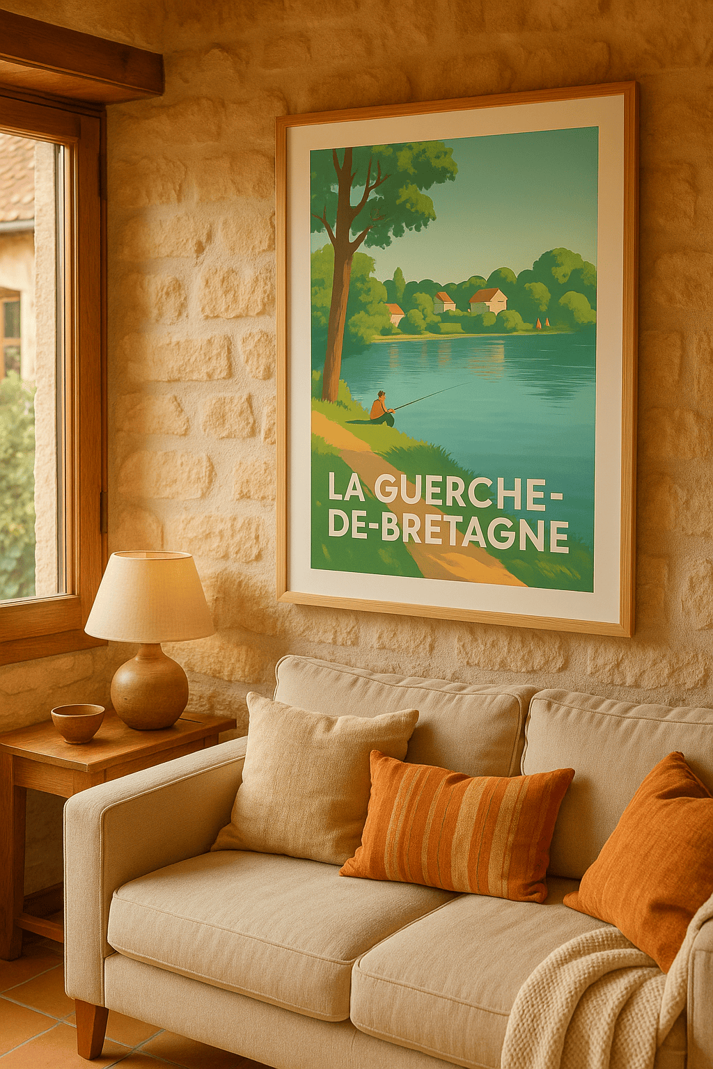 Ille-et-Vilaine France Affiche de La Guerche-de-Bretagne - Sérénité au bord de l'eau