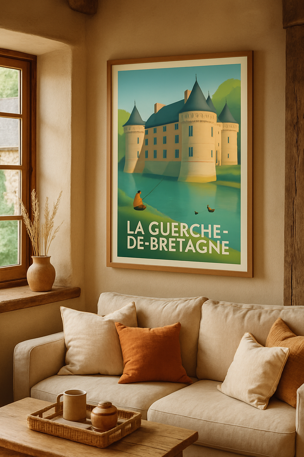 Ille-et-Vilaine France Affiche de La Guerche-de-Bretagne - Sérénité au Château et au bord de l'eau
