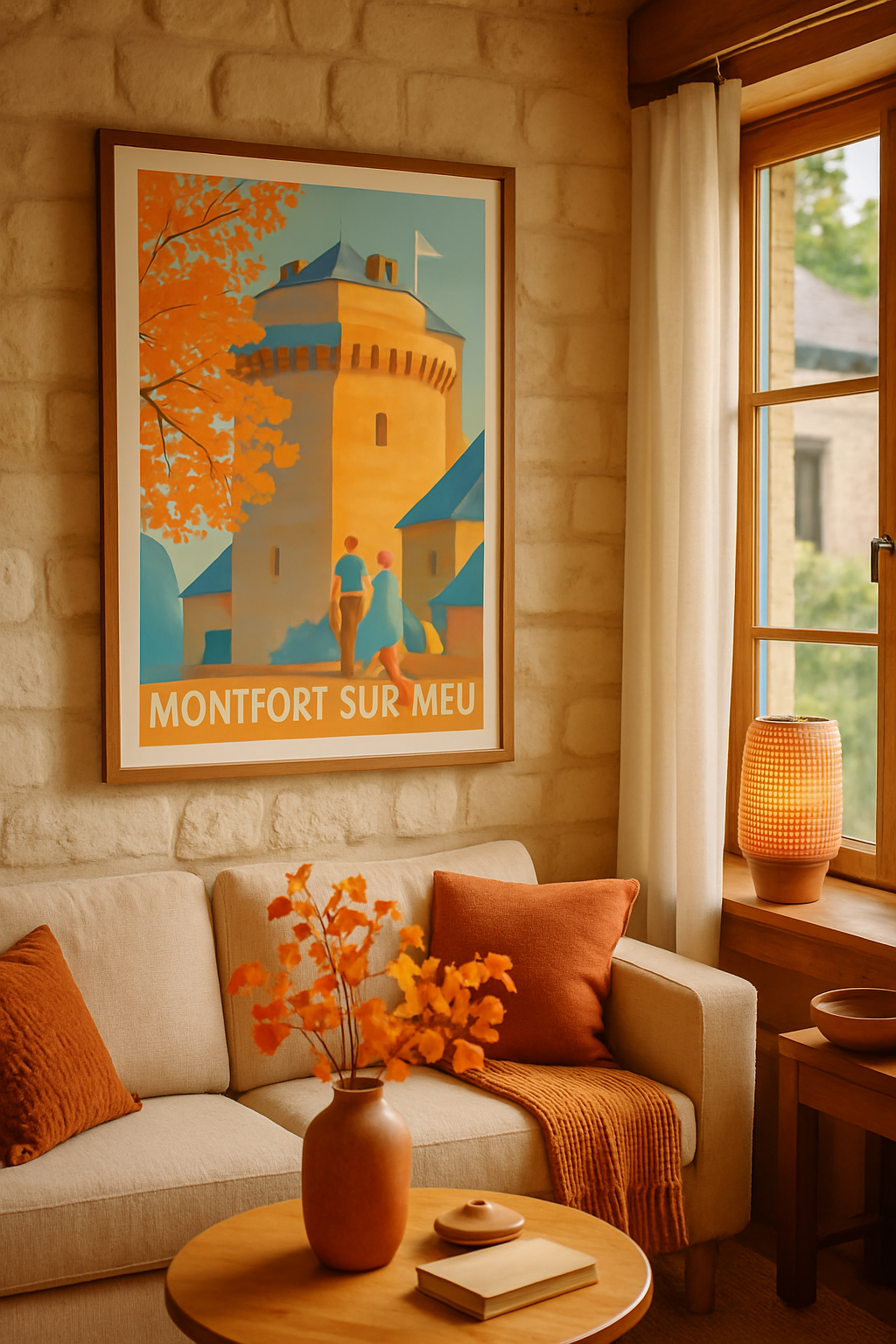 Ille-et-Vilaine France Affiche de Montfort-sur-Meu - Charme médiéval et douceur d’automne