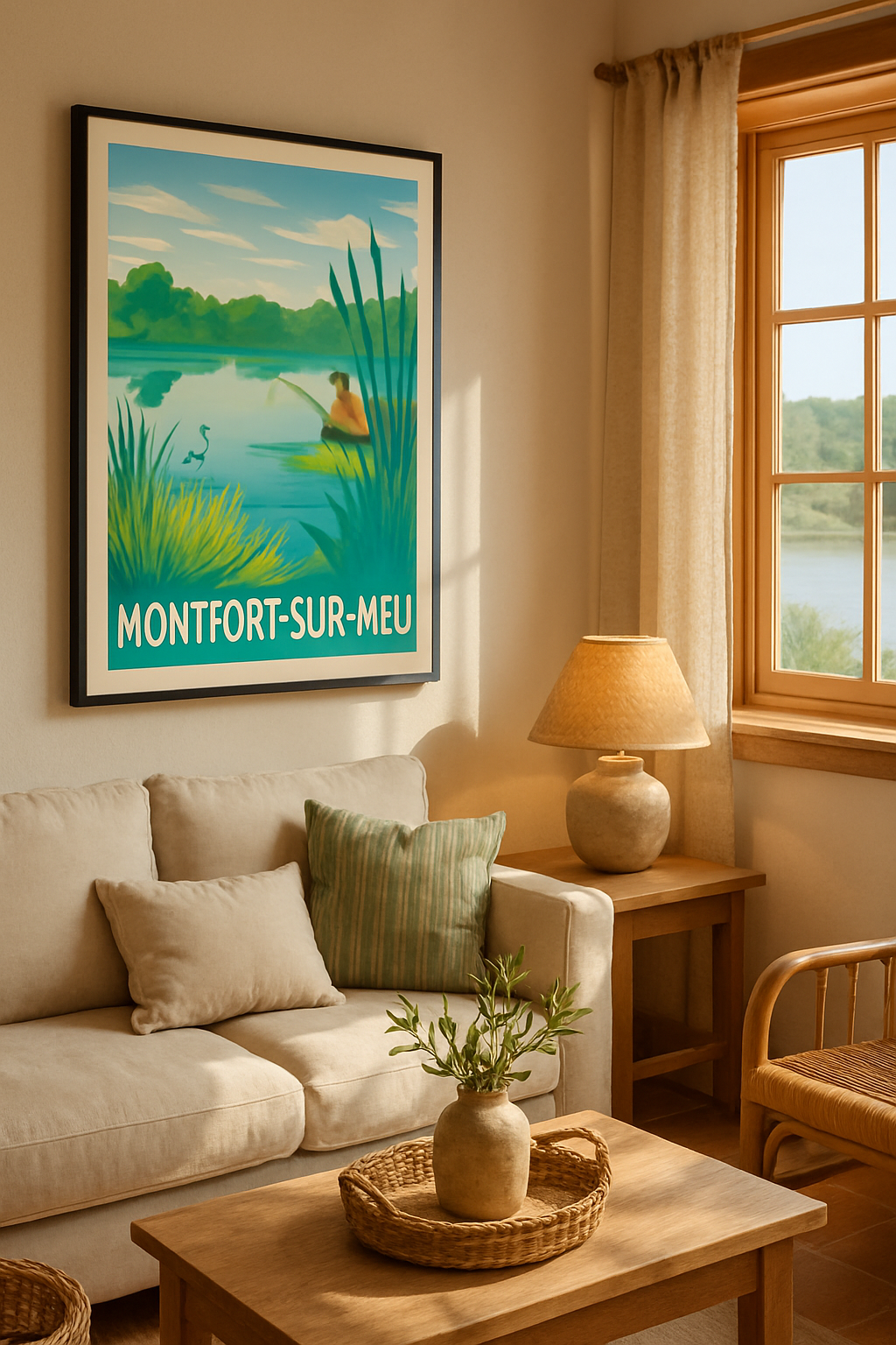 Ille-et-Vilaine France Affiche de Montfort-sur-Meu - Sérénité au bord de l'eau