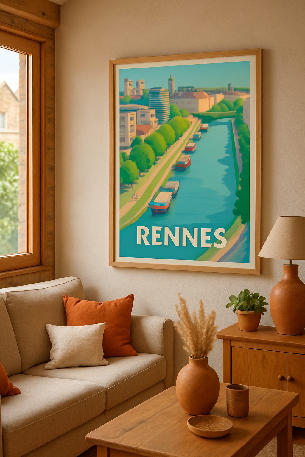 Affiche Rennes — Le charme bucolique de la Vilaine · poster d'art de Rennes