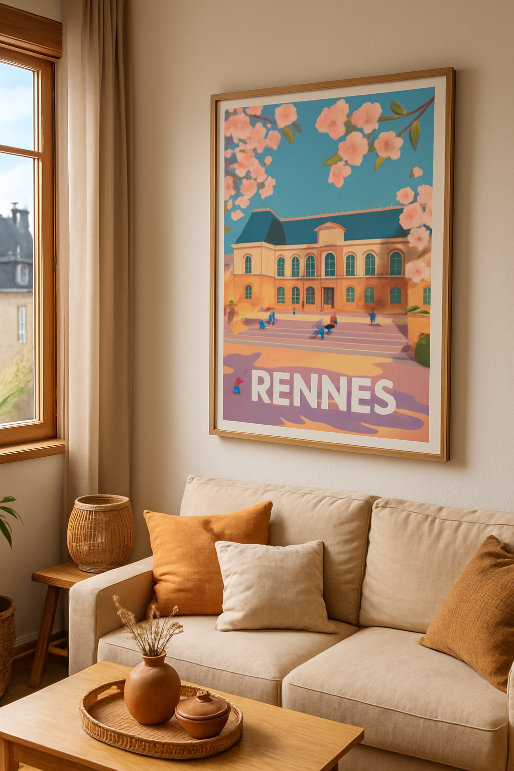 Ille-et-Vilaine France Affiche de Rennes - Renaissance printanière en ville