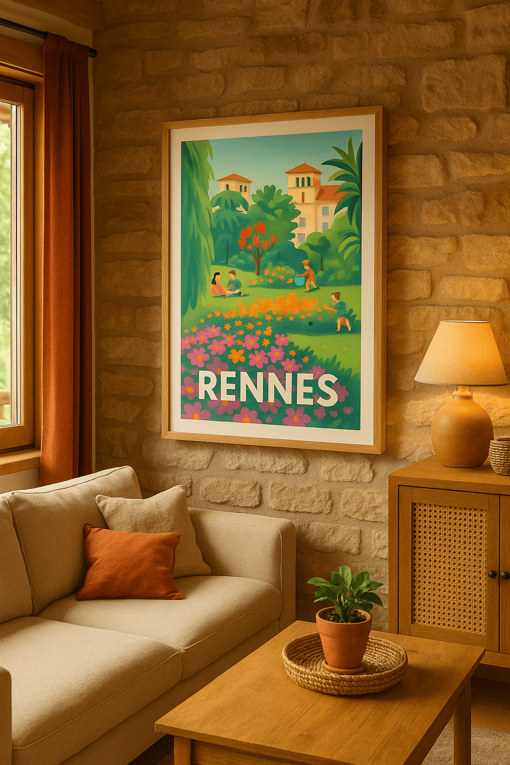 Ille-et-Vilaine France Affiche de Rennes - Un havre de paix fleurie au cœur de la ville