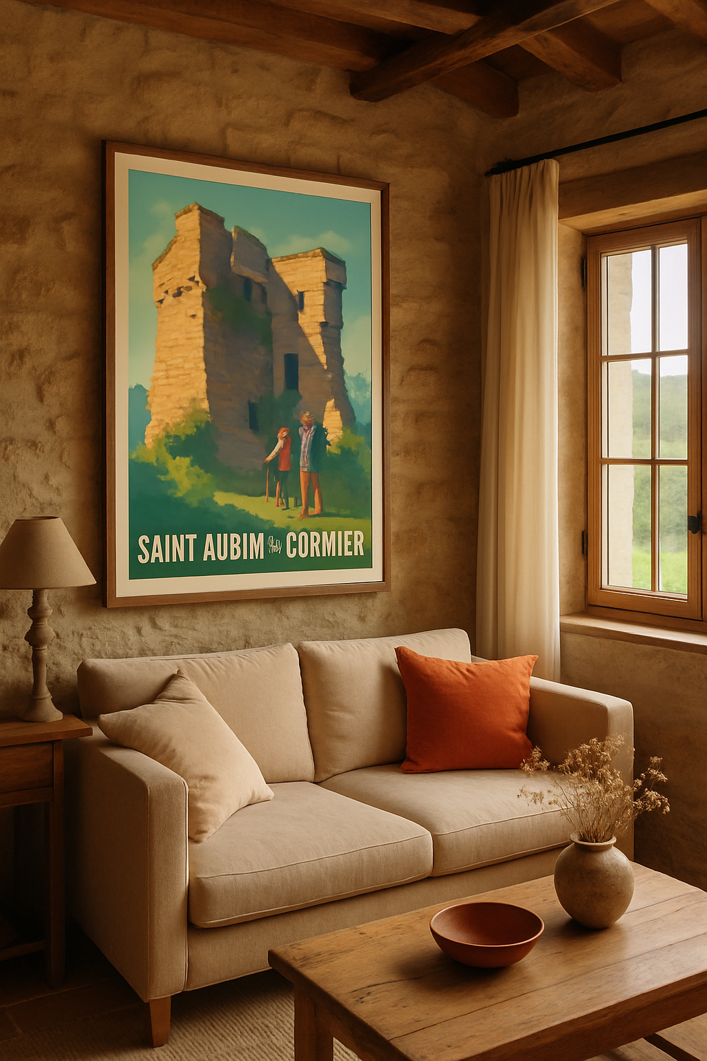 Ille-et-Vilaine France Affiche de Saint-Aubin-du-Cormier - Aventure et patrimoine à couper le souffle
