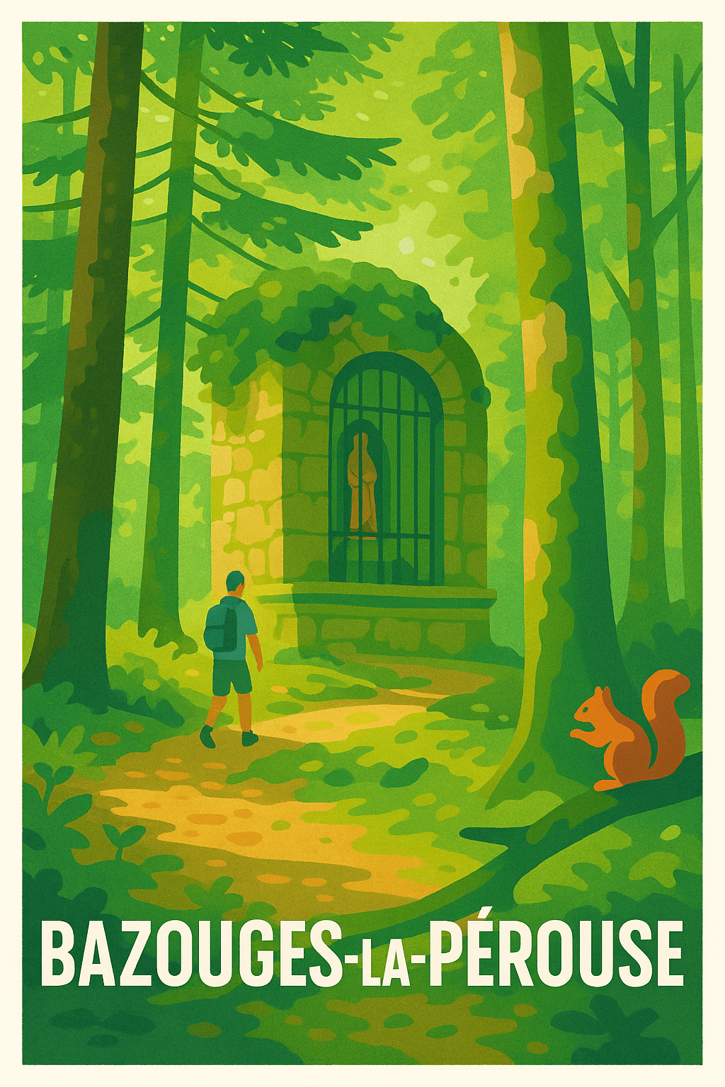 Ille-et-Vilaine France Pas de Cadre / 20 × 30cm Affiche de Bazouges-la-Pérouse - Promenade en forêt enchantée
