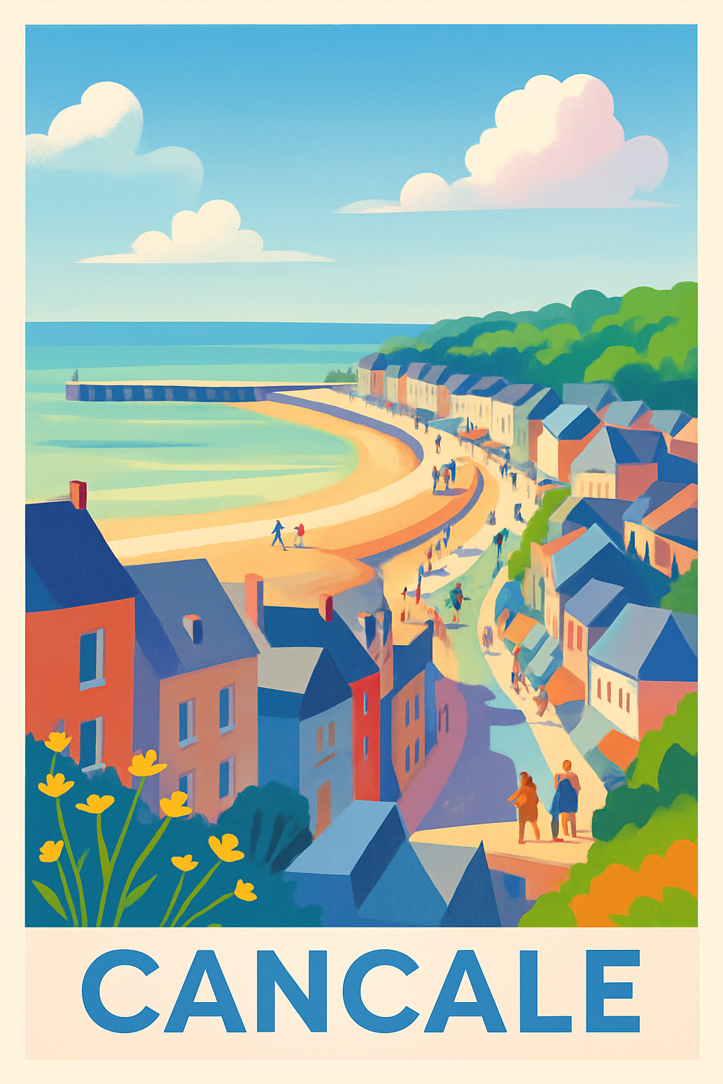 Ille-et-Vilaine France Pas de Cadre / 20 × 30cm Affiche de Cancale - Charme et douceur en bord de mer