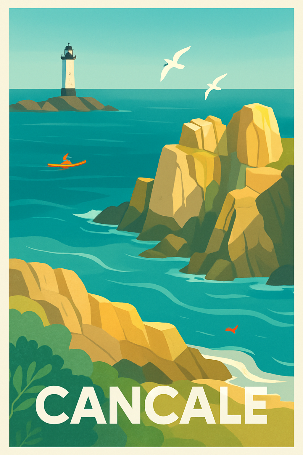 Ille-et-Vilaine France Pas de Cadre / 20 × 30cm Affiche de Cancale - L'élégance sauvage de la côte bretonne