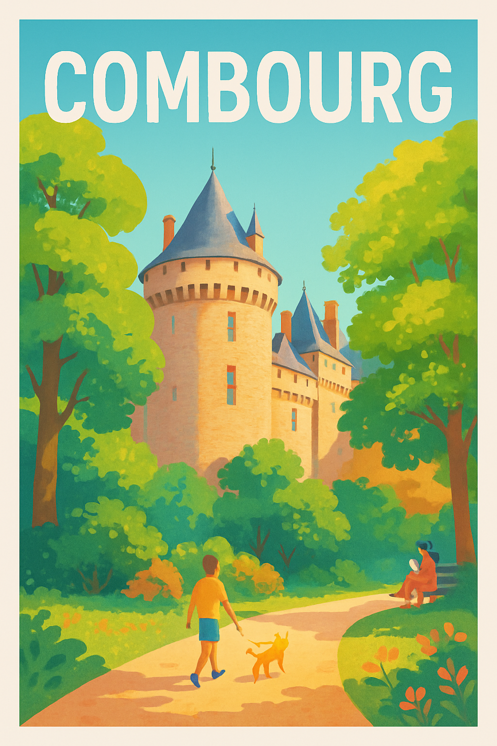 Ille-et-Vilaine France Pas de Cadre / 20 × 30cm Affiche de Combourg - Balade enchanteresse au château
