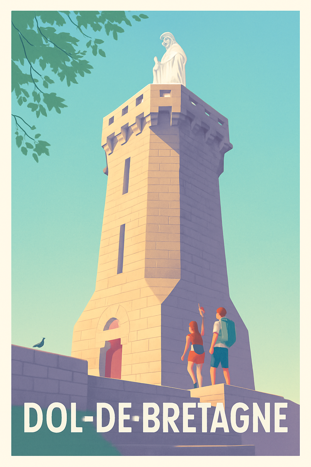Ille-et-Vilaine France Pas de Cadre / 20 × 30cm Affiche de Dol-de-Bretagne - Émerveillement au sommet de la Tour