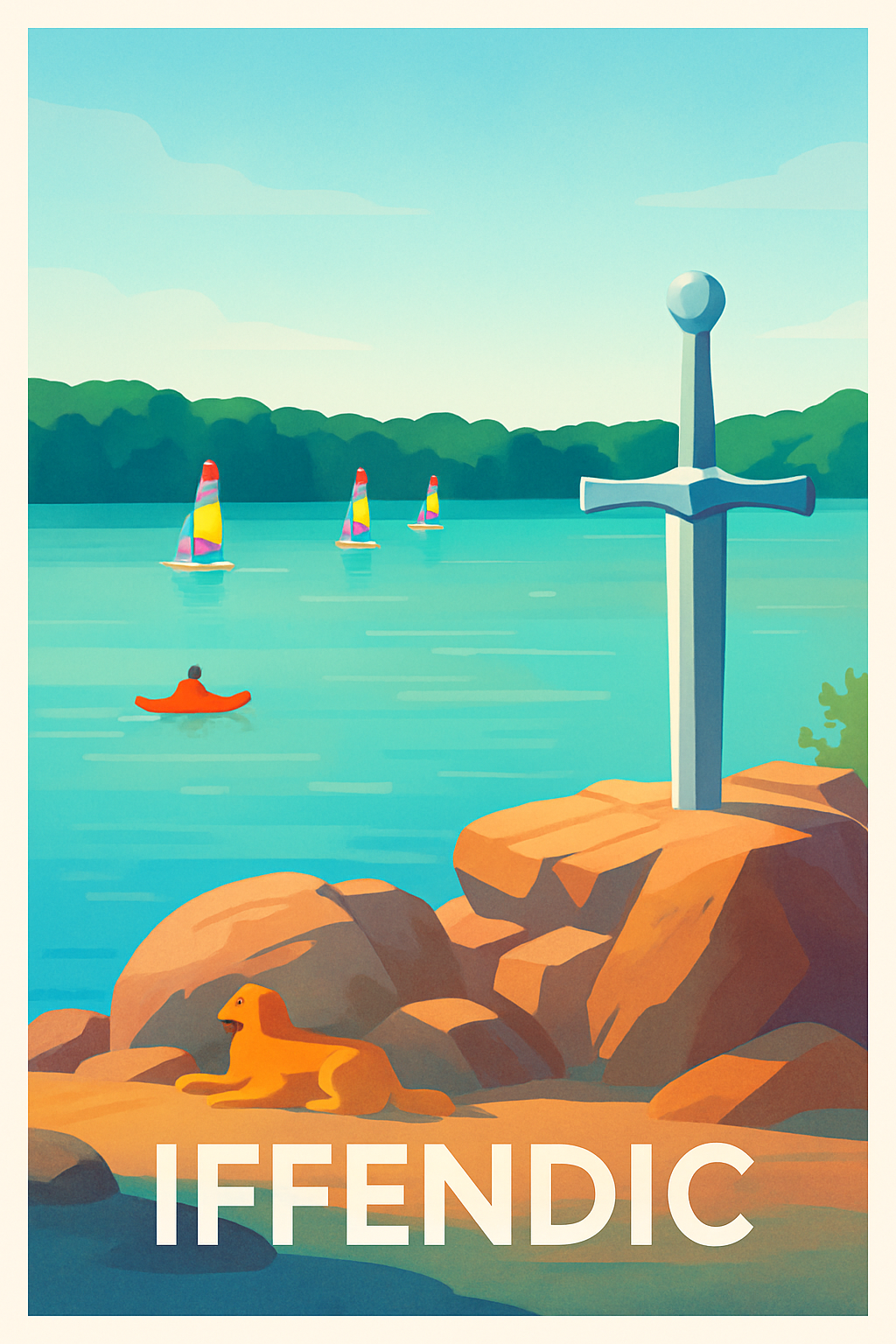 Ille-et-Vilaine France Pas de Cadre / 20 × 30cm Affiche de Iffendic - Évasion et douceur bretonne au bord de l'eau