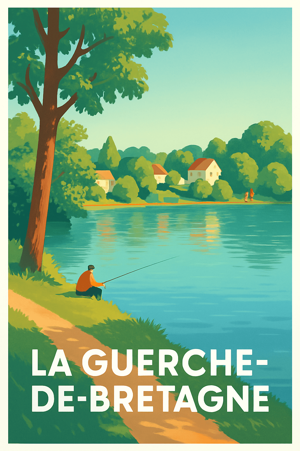 Ille-et-Vilaine France Pas de Cadre / 20 × 30cm Affiche de La Guerche-de-Bretagne - Sérénité au bord de l'eau