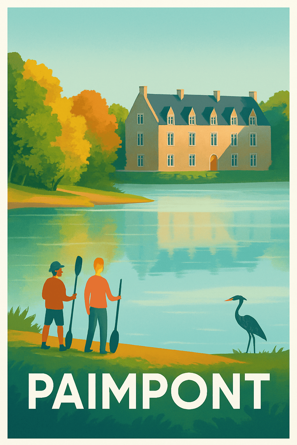 Ille-et-Vilaine France Pas de Cadre / 20 × 30cm Affiche de Paimpont - Évasion au bord de l'eau