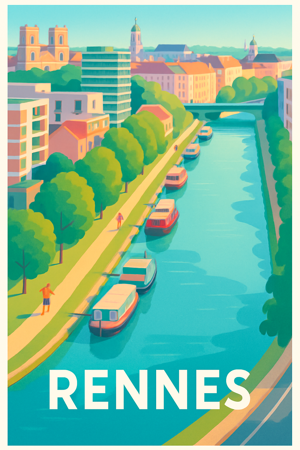 Affiche Rennes — Le charme bucolique de la Vilaine · poster d'art de Rennes