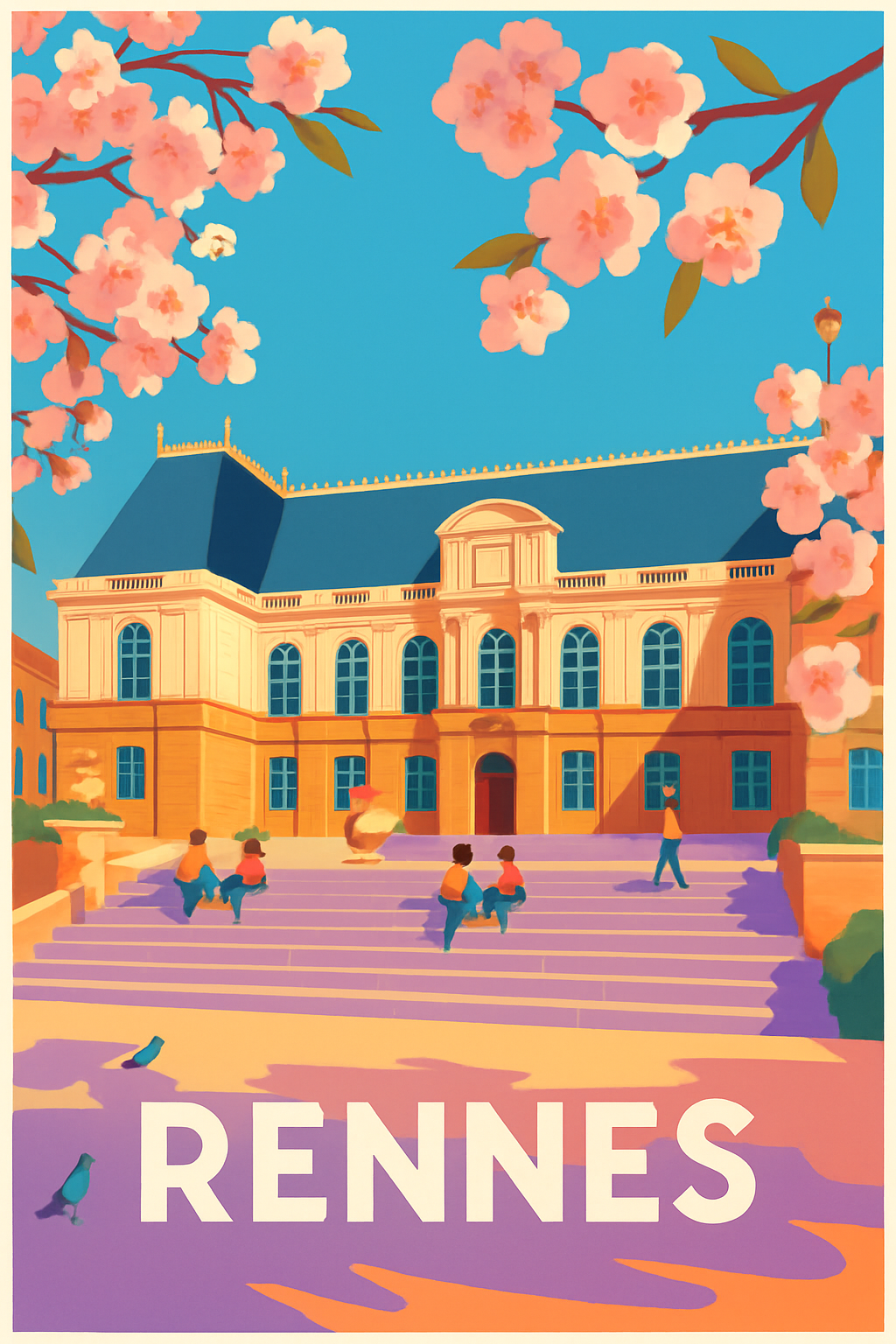 Ille-et-Vilaine France Pas de Cadre / 20 × 30cm Affiche de Rennes - Renaissance printanière en ville