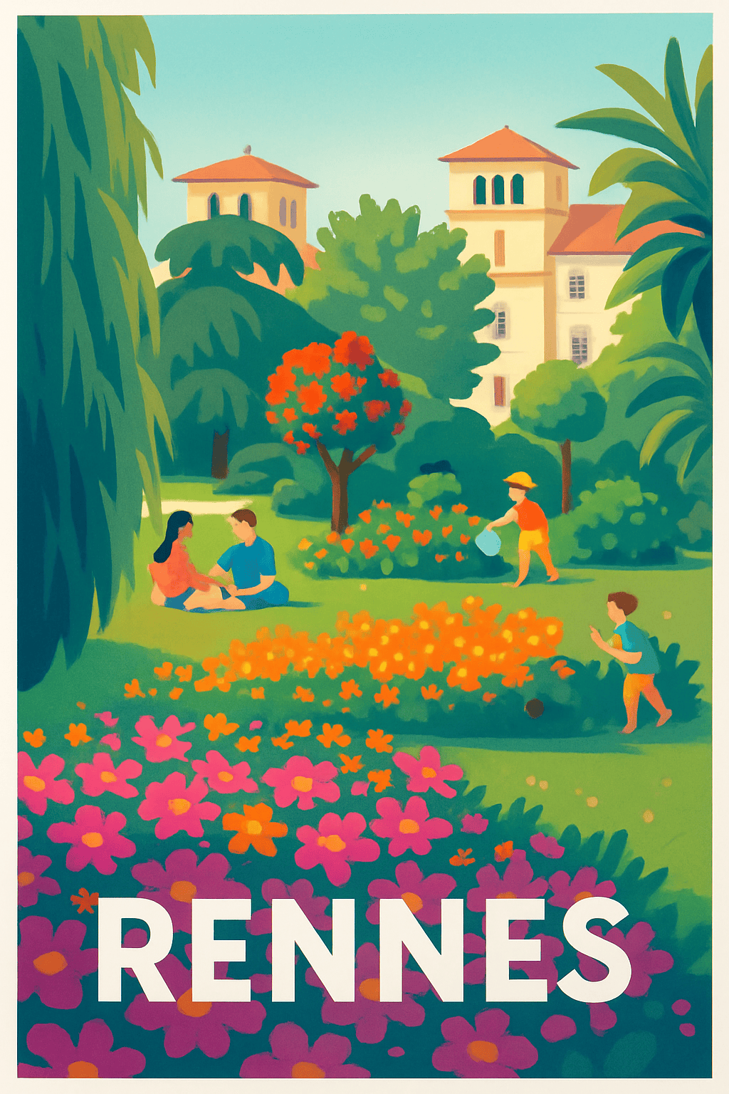 Ille-et-Vilaine France Pas de Cadre / 20 × 30cm Affiche de Rennes - Un havre de paix fleurie au cœur de la ville