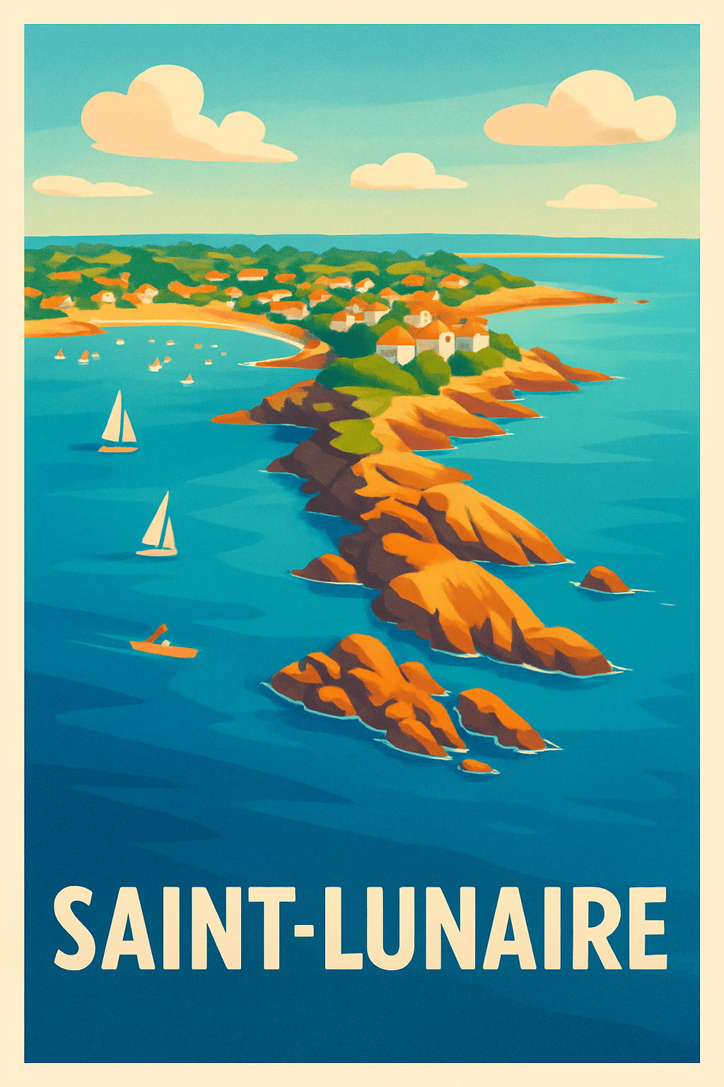 Ille-et-Vilaine France Pas de Cadre / 20 × 30cm Affiche de Saint-Lunaire - Évasion et charme côtier
