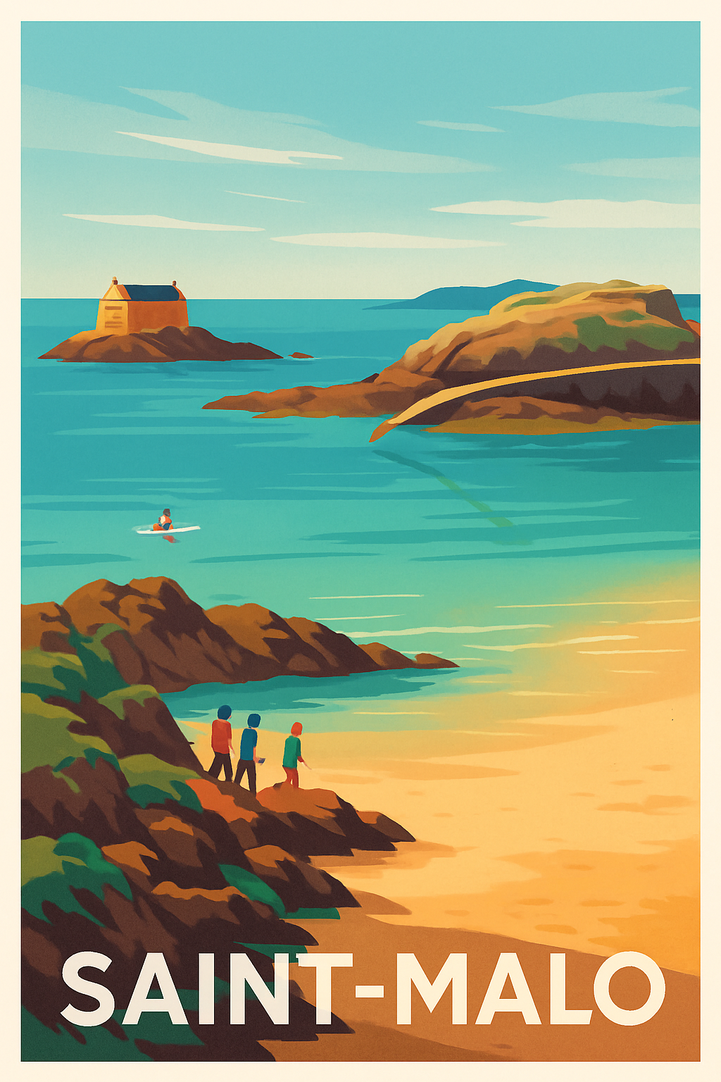 Ille-et-Vilaine France Pas de Cadre / 20 × 30cm Affiche de Saint-Malo - Escapade maritime et plages dorées
