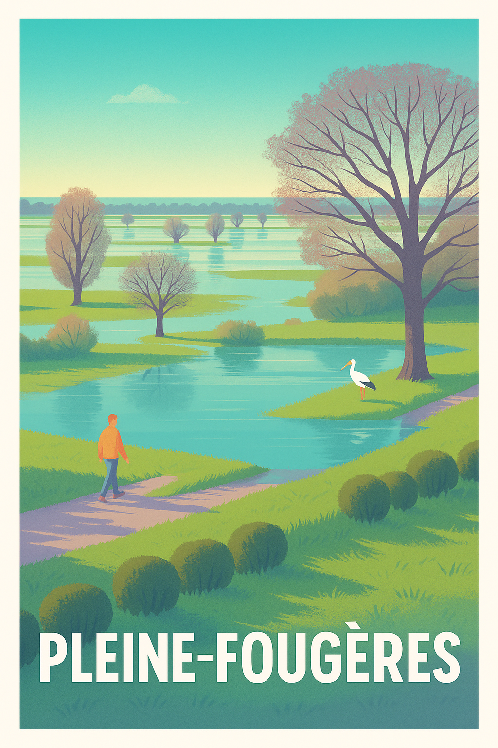 Ille-et-Vilaine France Pas de Cadre / 20 × 30cm Affiche Pleine-Fougères - Balade bucolique au cœur des marais