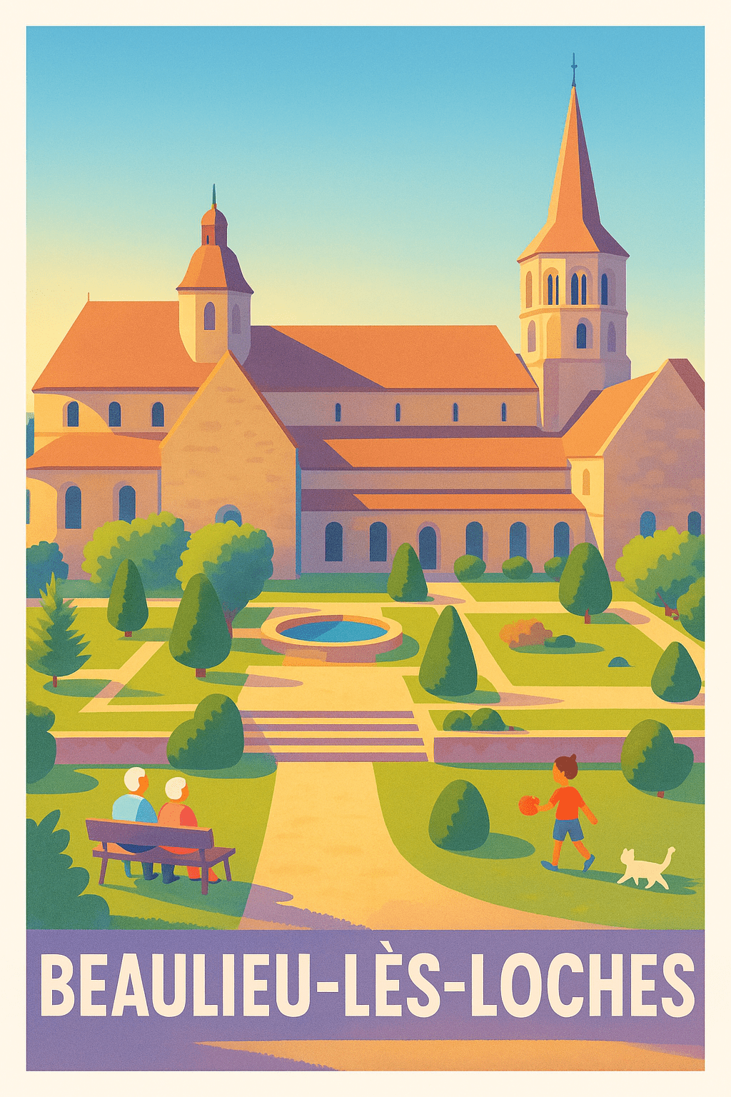 Indre-et-Loire France Affiche de Beaulieu-lès-Loches - Charme et Sérénité Historique