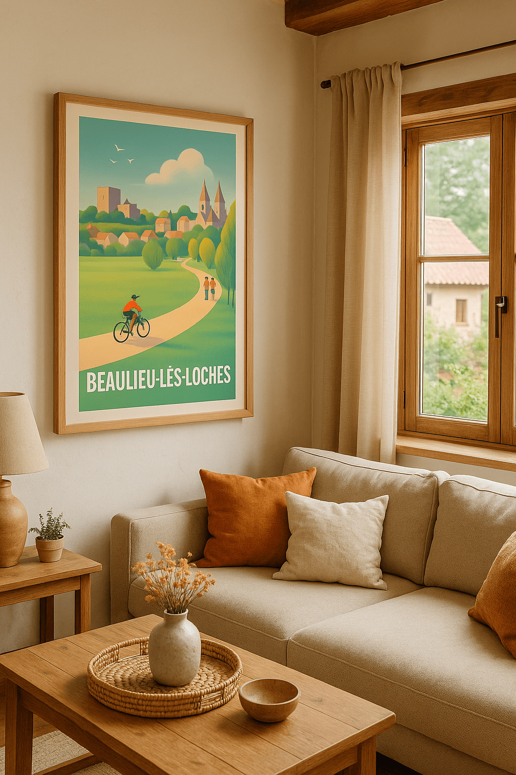 Affiche Beaulieu-lès-Loches — Promenade bucolique au cœur de la campagne · poster d'art de Beaulieu-lès-Loches