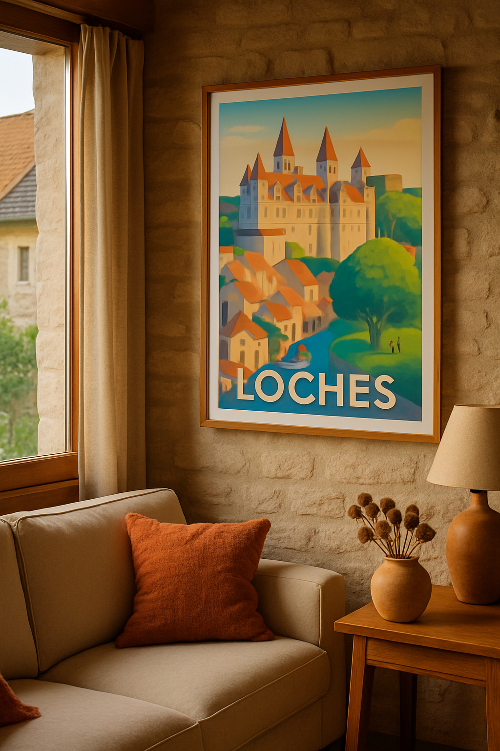 Indre-et-Loire France Affiche de Loches - Charme médiéval et lumière d'exception
