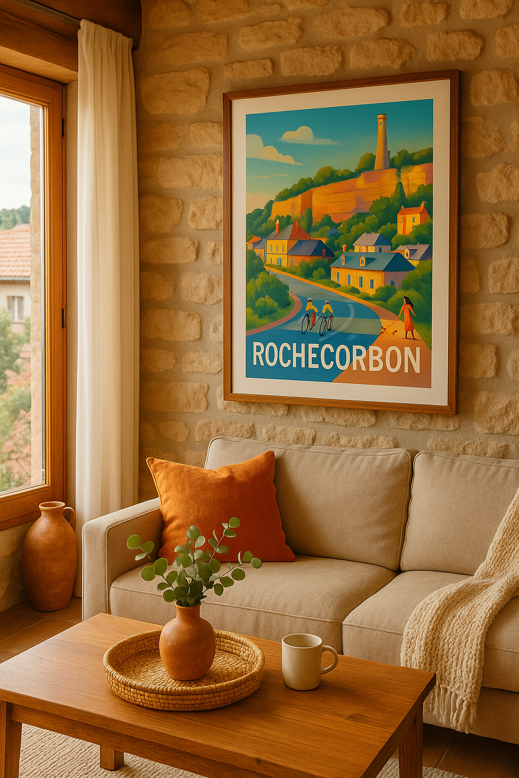 Indre-et-Loire France Affiche de Rochecorbon - Charme bucolique entre nature et village
