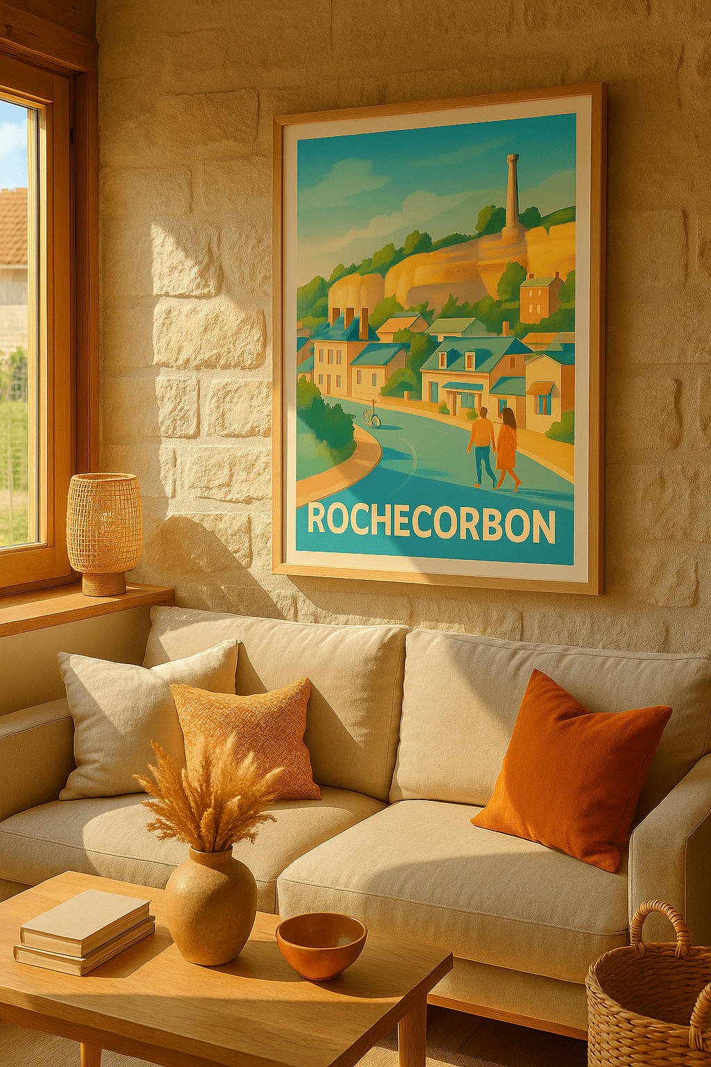 Indre-et-Loire France Affiche de Rochecorbon - Charme bucolique sur les bords de Loire