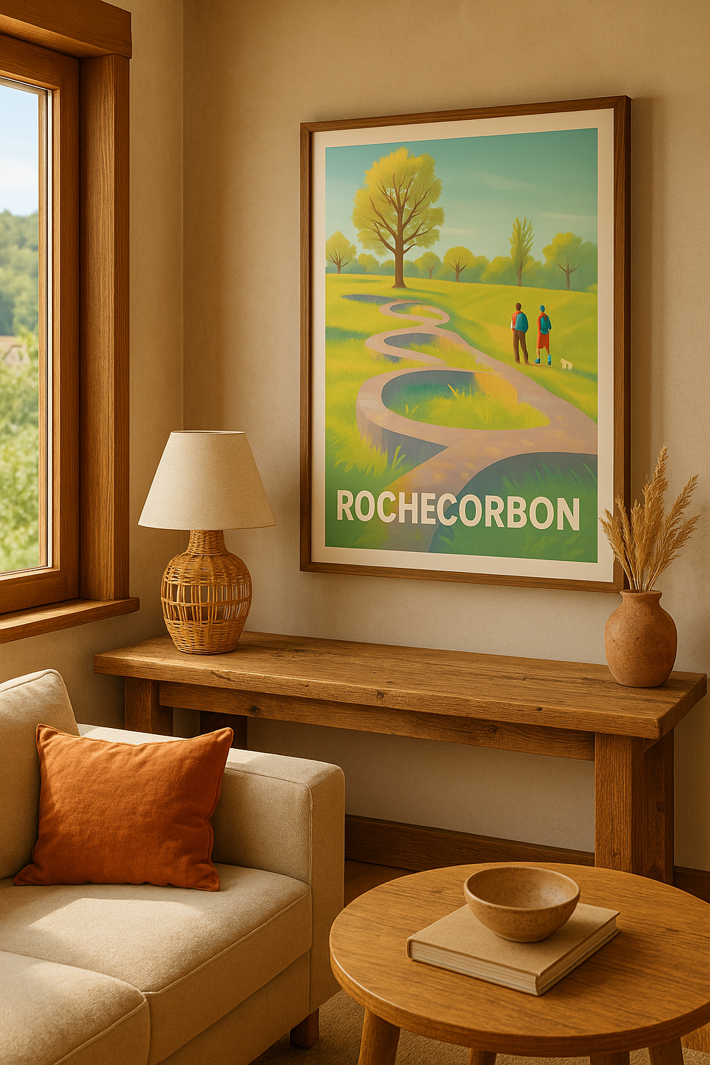 Indre-et-Loire France Affiche de Rochecorbon - Promenade bucolique au fil de l'eau