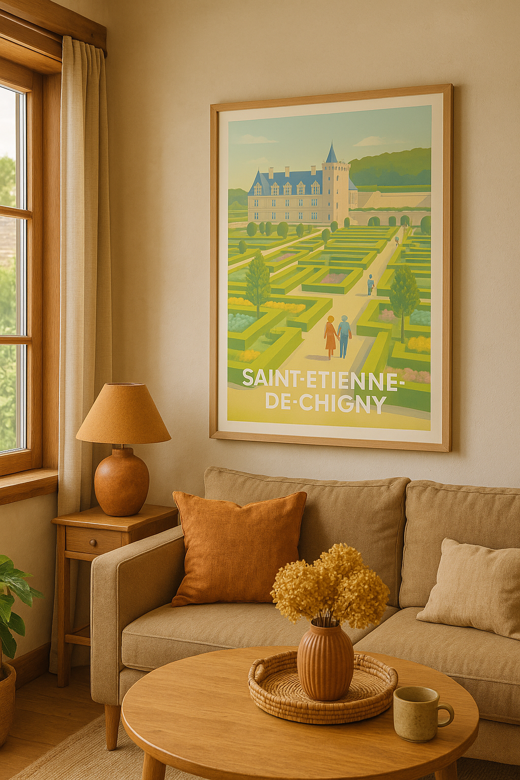 Indre-et-Loire France Affiche de Saint-Étienne-de-Chigny - Promenade au cœur des jardins à la française