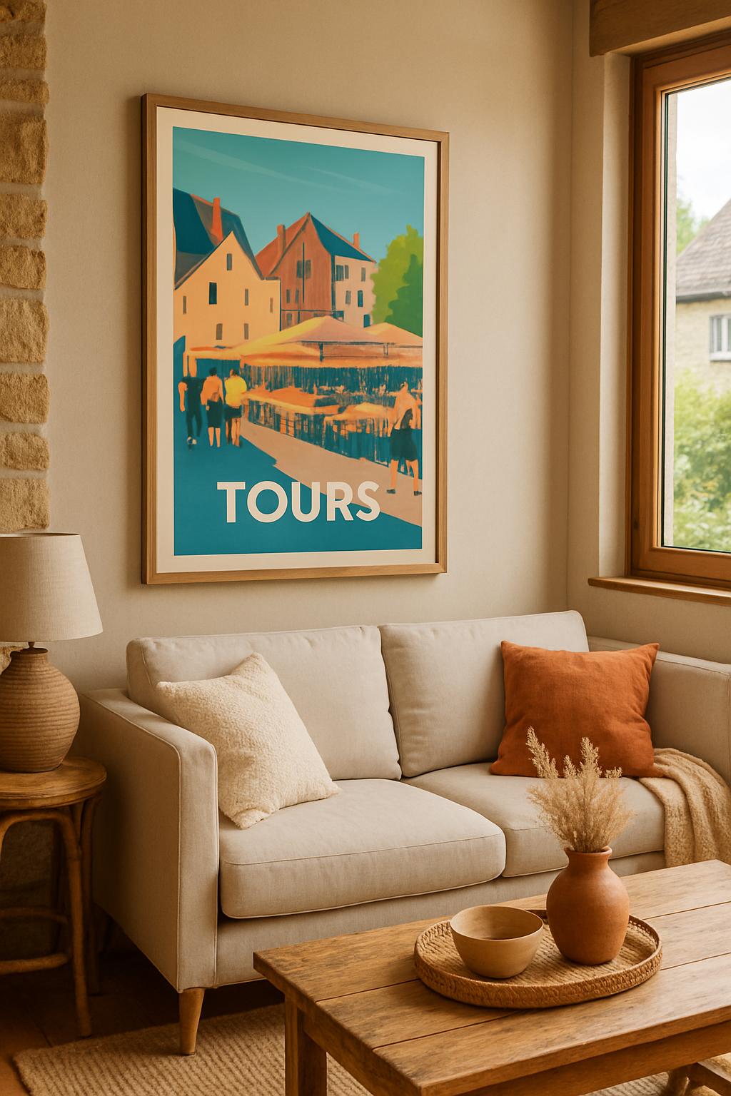 Indre-et-Loire France Affiche de Tours - L'art de vivre en terrasse
