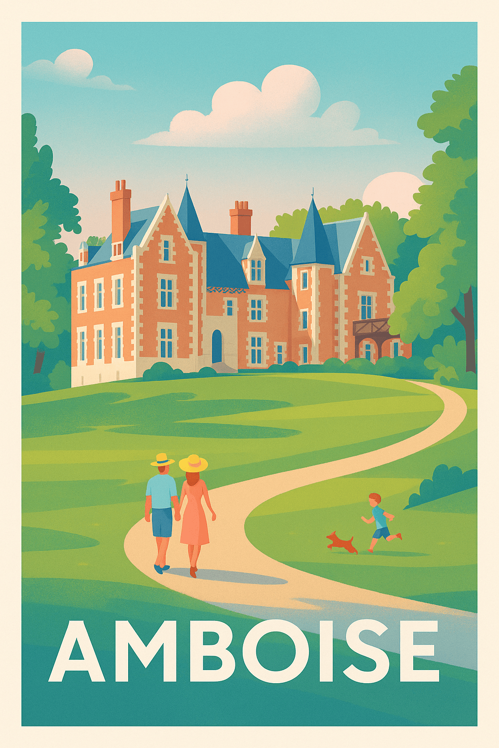 Indre-et-Loire France Pas de Cadre / 20 × 30cm Affiche Amboise - Promenade au cœur de la vallée des châteaux