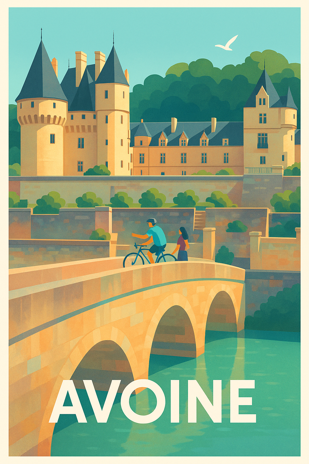 Affiche Avoine — Charme et patrimoine au fil de l'eau · poster d'art de Avoine